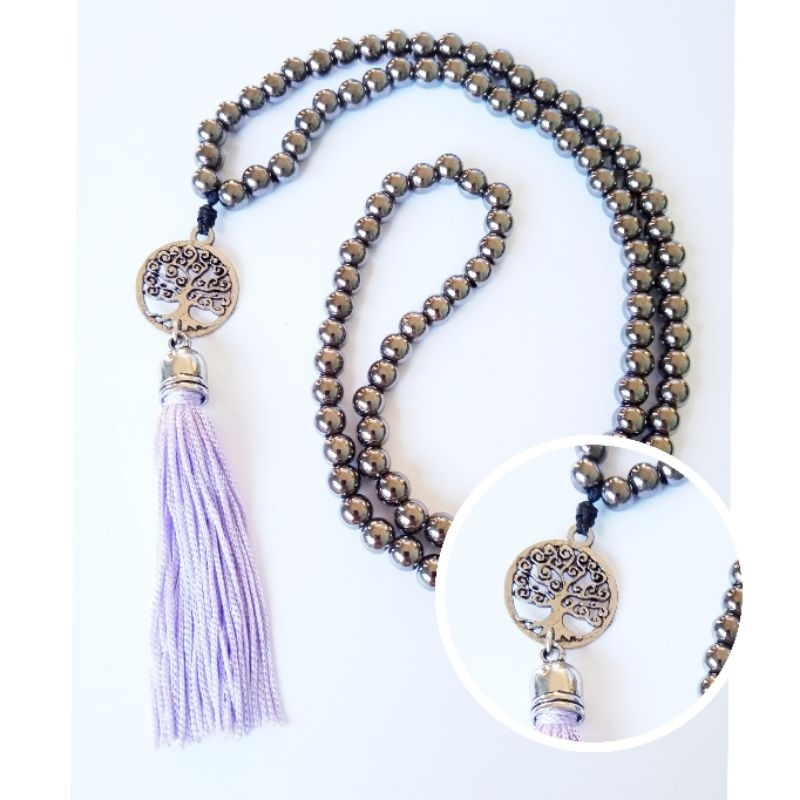 Imagem Japamala 108 Contas Pérola Grafite Meru Pingente Árvore Da Vida Rosário Budista Meditação Ref:300