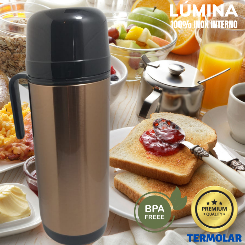 Garrafa Térmica Inox Lúmina Inox e Cobre 1L Rolha Clean | Termolar