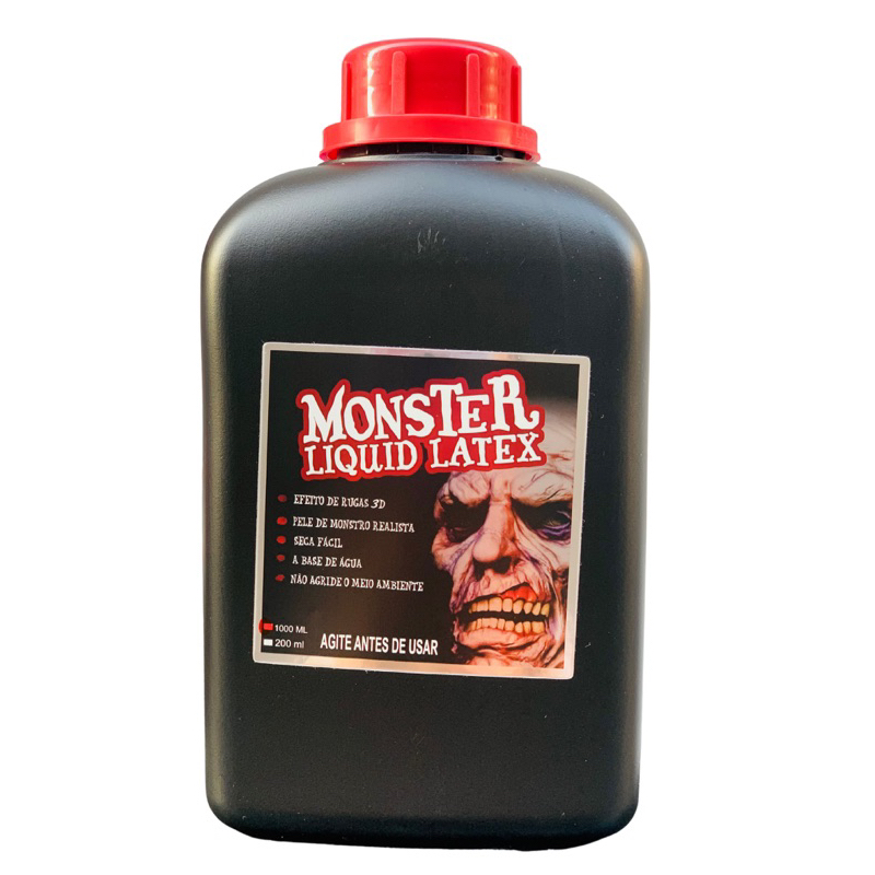 Látex liquido bicentrifugado Pré Vulcanizado Maquiagem Liquido  Artística Zumbi Halloween 200 ml e 1 litro Monster