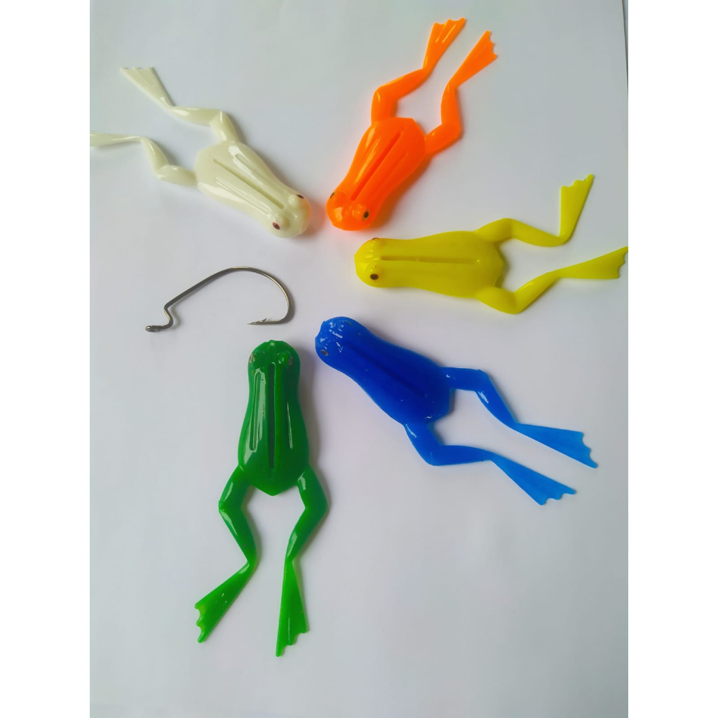 Isca artificial frog sapinho kit com 5 unidades + anzol offset