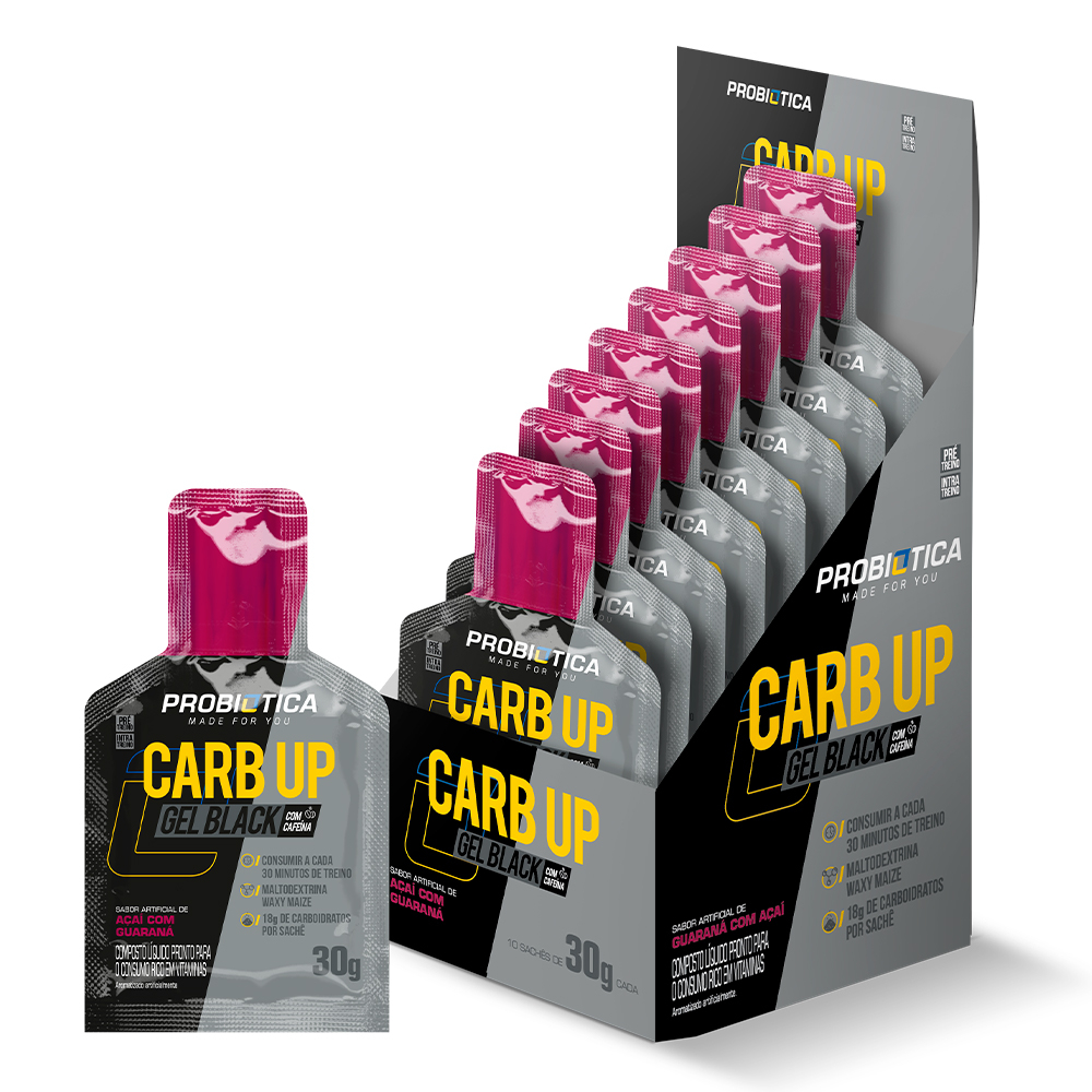 Carb Up Black Gel Com Cafeína Caixa com 10 Sachês - Probiótica