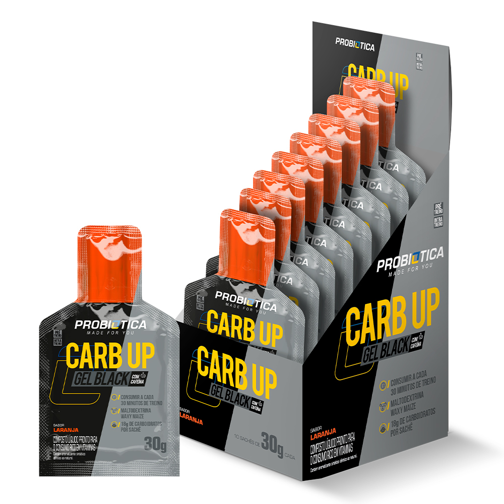 Carb Up Black Gel Com Cafeína Caixa com 10 Sachês - Probiótica