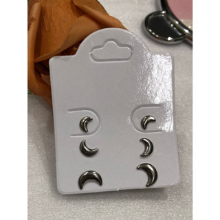 Kit 3 pares brincos lua em aço inox/pequeno