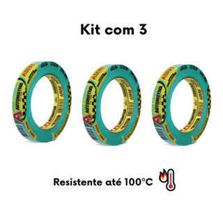 Kit 3 Fita Crepe Automotiva Verde Adere 18mm X 50m em Oferta na Shopee