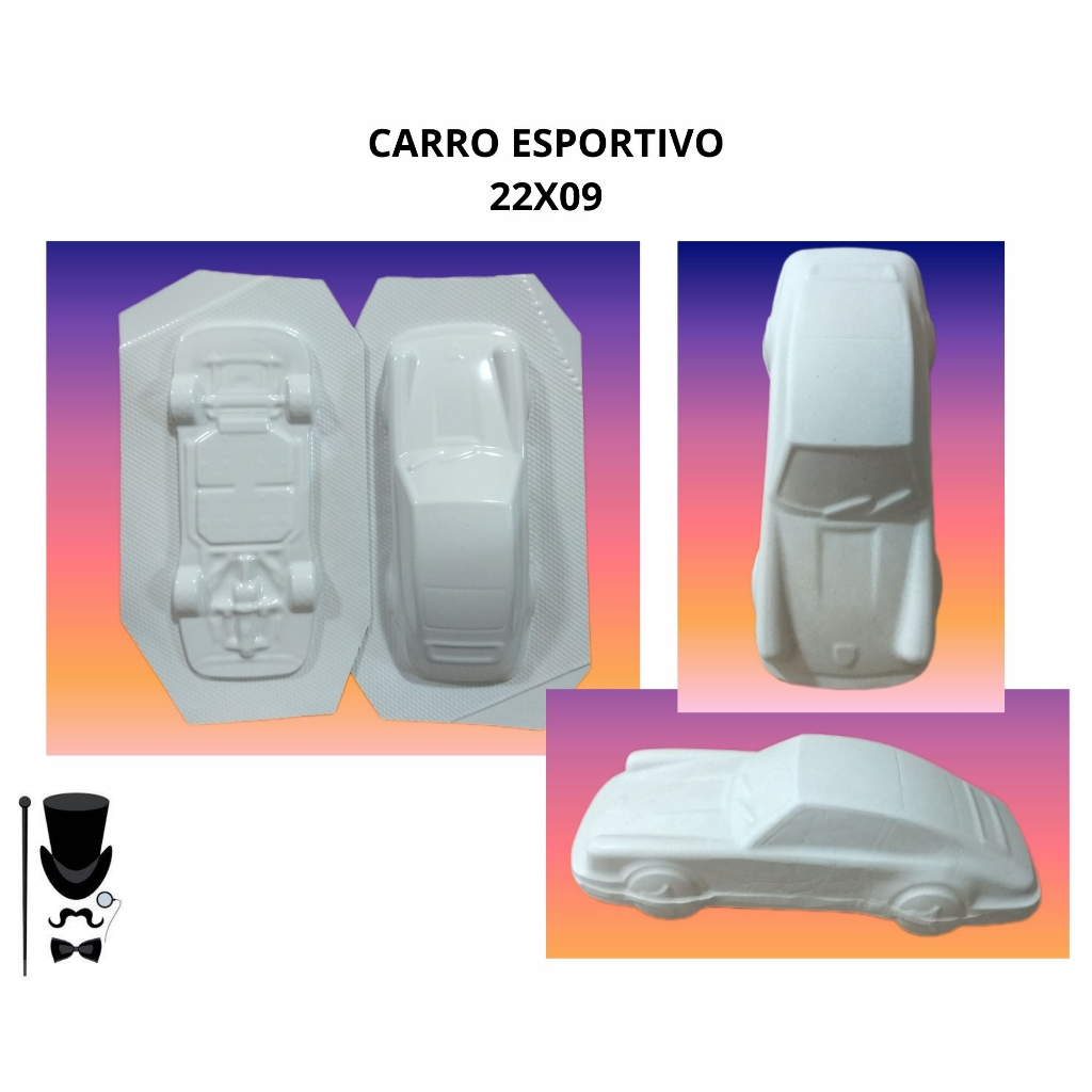 MOLDE DE COFRE DE GESSO E DECORAÇÃO CARRO ESPORTIVO 22x9x6 em Oferta na Shopee