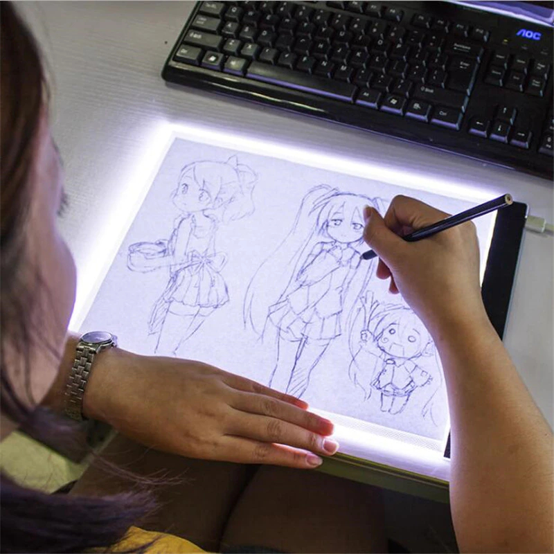 Mesa De Led Branco Para Transposição Desenho Em Acrilico Folha A4