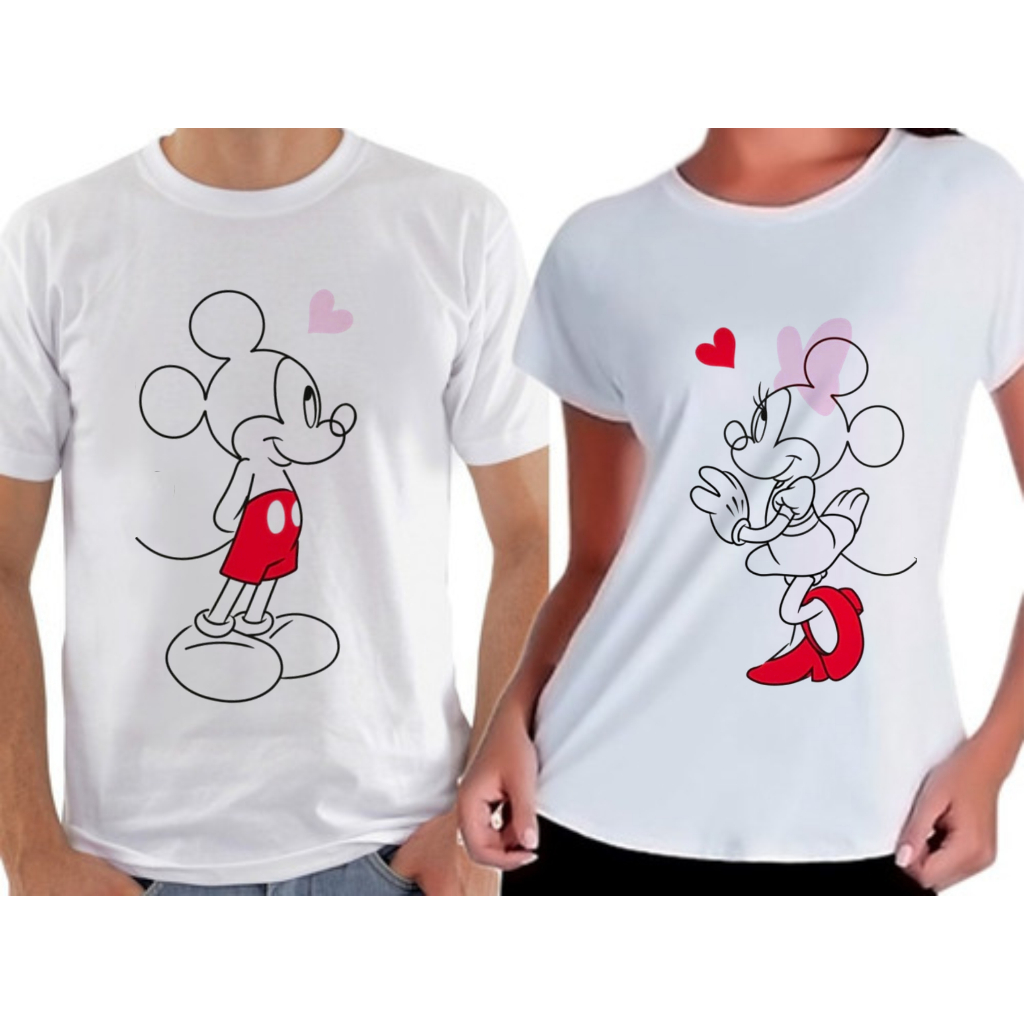 Camiseta blusa casuel unisex babylook feminina casal namorados minnie mikey