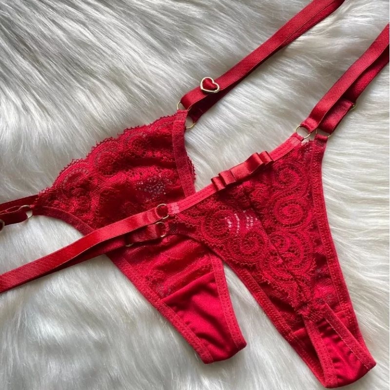 CALCINHA LINGERIE PAIXÃO RENDADA COM LAÇO GRAVATINHA em Oferta na Shopee