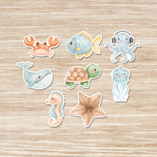 Apliques festa fundo do mar aquarela opção 3,5 cm, 5 cm e 7,5cm para decorar em Oferta na Shopee