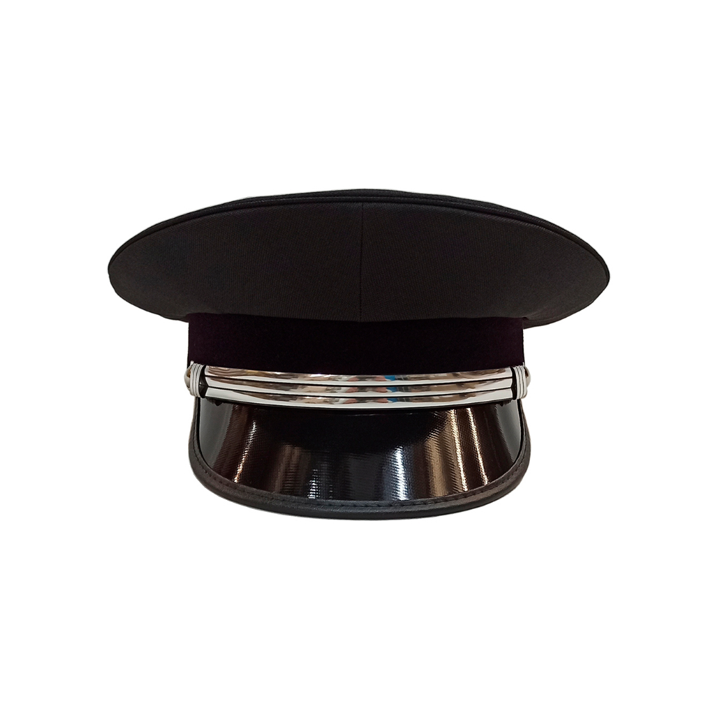 Quepe Motorista Preto Profissional Aba Brilhante Jugular Prata