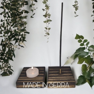 Incensário e Porta-Vela em Madeira Artesanal | Decoração e Aromatização de Ambientes em Oferta na Shopee