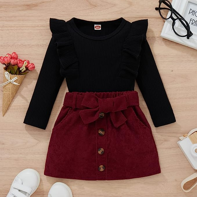 Roupa Infantil Menina Conjunto Infantil com Saia Vinho Roupa de bebê Menina - Festa Junina Infantil 12  14 e 16 anos