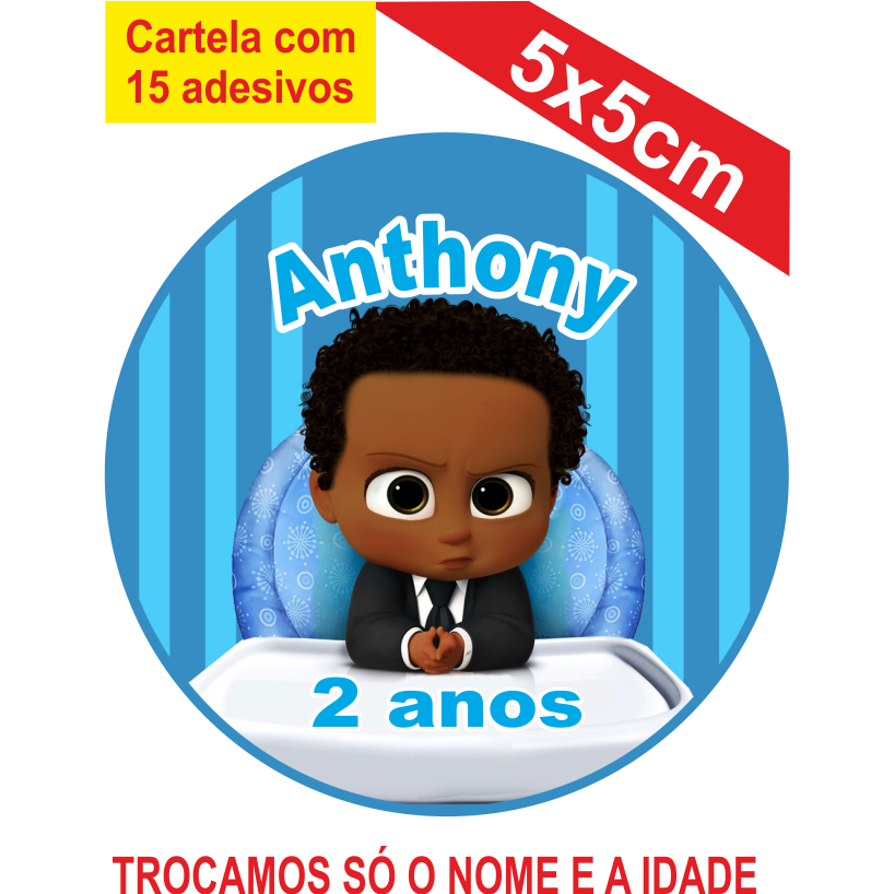 Adesivos Poderoso Chefinho Negro Personalizados 5x5cm Festa Aniversário Lembrancinha