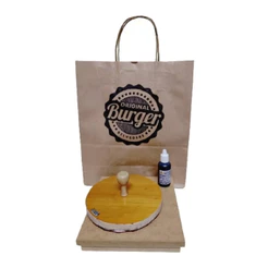 Kit 2 Carimbos Personalizados 1un 15x15cm + 1un 5x5cm + Carimbeira + tinta - Ideal para embalagens sacolas kraft