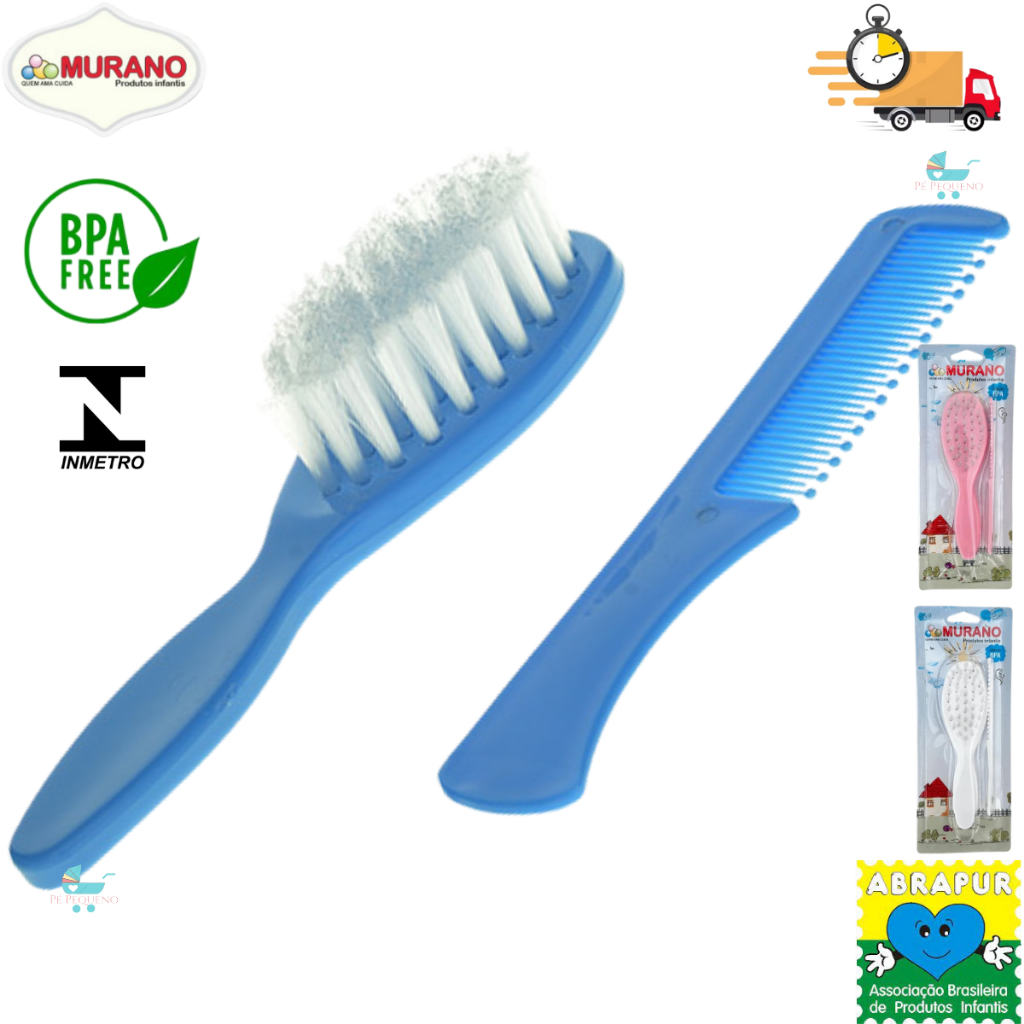 Escova de Bebê Kit Escova e Pente de cabelo para Bebê em Oferta na Shopee