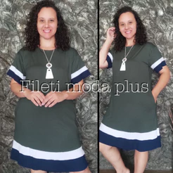 VESTIDO PLUS SIZE COM MANGA, LEVE, COMPORTADO, LUXO