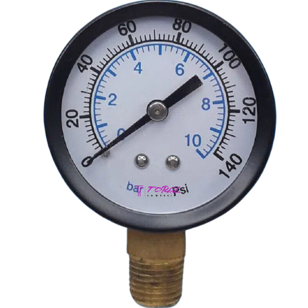 Manômetro Rosca Vertical 1/4 Escala 0 Á 10 Bar 150 Psi 50 Mm em Oferta na Shopee
