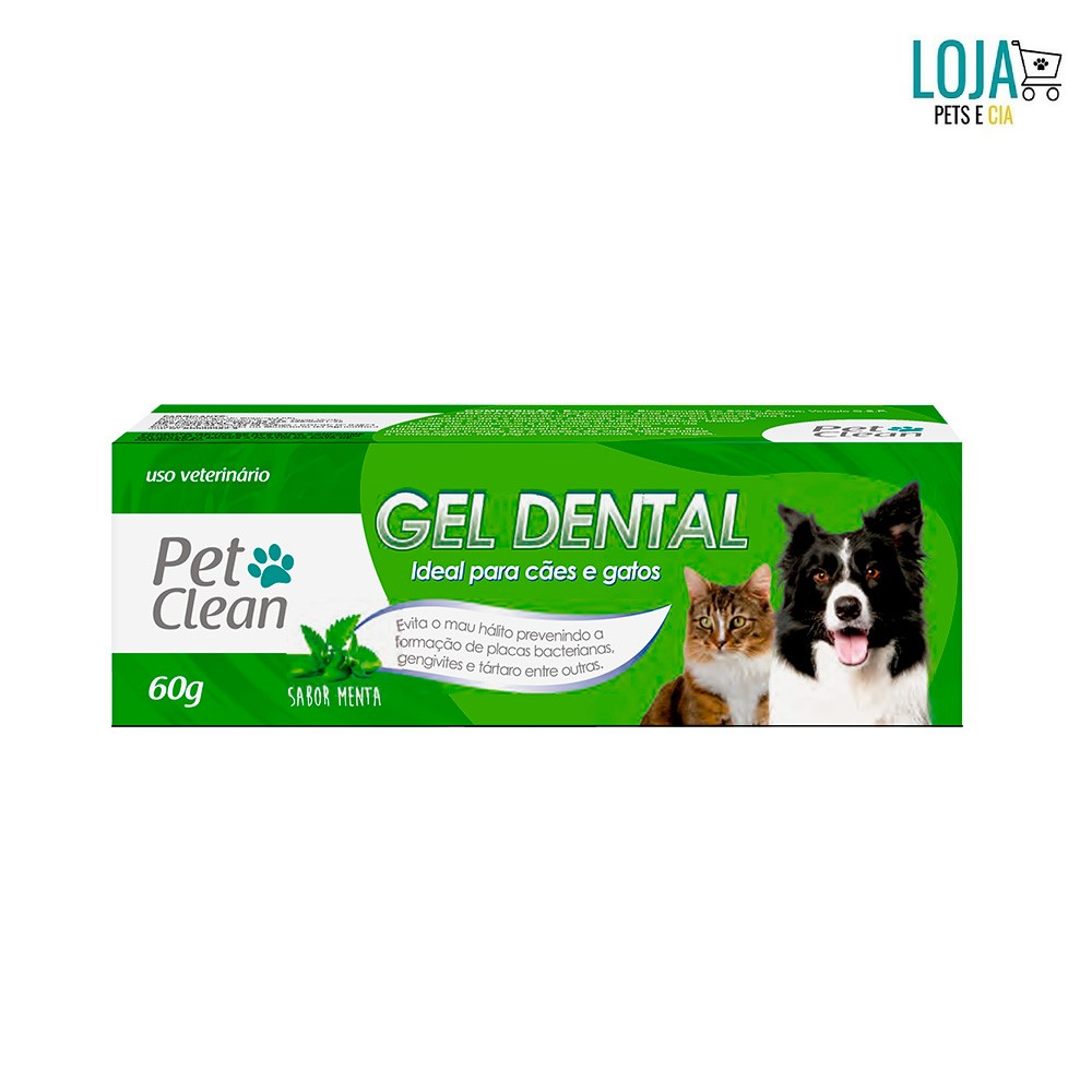 Gel Dental Pet Clean Menta 60g - Limpeza profunda e refrescante para manter a saúde bucal do seu pet”. Este produto é formulado com ingredientes naturais e ajuda a remover placas e tártaros dos dentes do seu cachorro