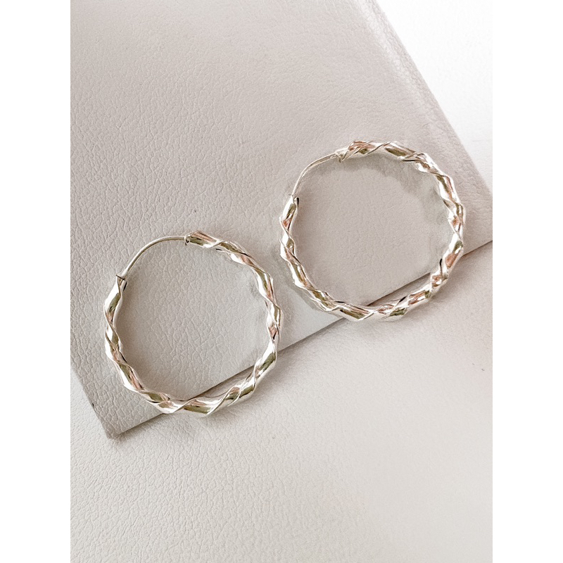 Brinco de Argola Redonda 18mm Fio Ondulado em Prata 925 Legitima em Oferta na Shopee