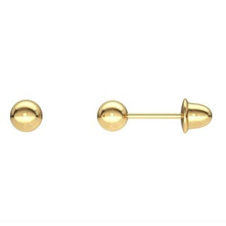 1 par de brinco bola 3mm material ouro 18k teor 750 adulto e infantil com certificado de garantia