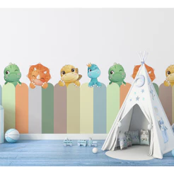 Adesivo De Parede Cerca Cerquinha Dinossauro Aquarela Baby