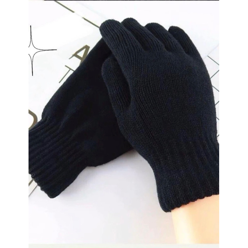 Par de luvas pretas, De, lã adulto inverno, frio, termica, quentes,basica unisex. em Oferta na Shopee