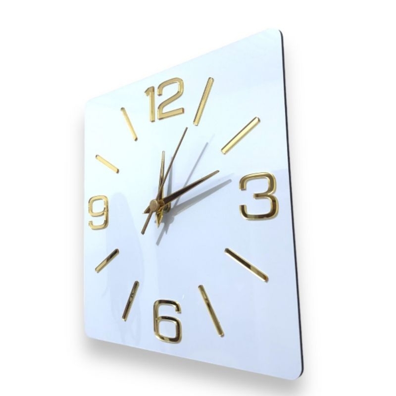 020 RELÓGIO DE PAREDE BRANCO DOURADO QUADRADO em Oferta na Shopee