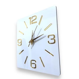 020 RELÓGIO DE PAREDE BRANCO DOURADO QUADRADO em Oferta na Shopee