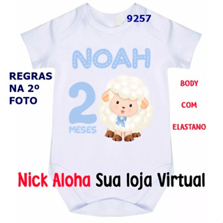BODY BEBÊ OVELHA COM NOME E MÊS DESEJADO OVELHINHA CÓD 9257 MANGA LONGA OU CURTA em Oferta na Shopee