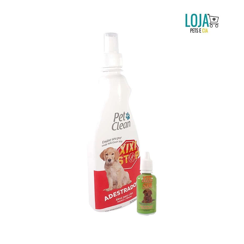 Kit Educador Sanitário para Cães Xixi Stop + Xixi Sim: Ensine seu pet onde deve e não deve urinar. Entre os principais benefícios oferecidos pela fórmula deste educador sanitário p cachorro, podemos destacar que ele indica o cão onde ele não deve urinar