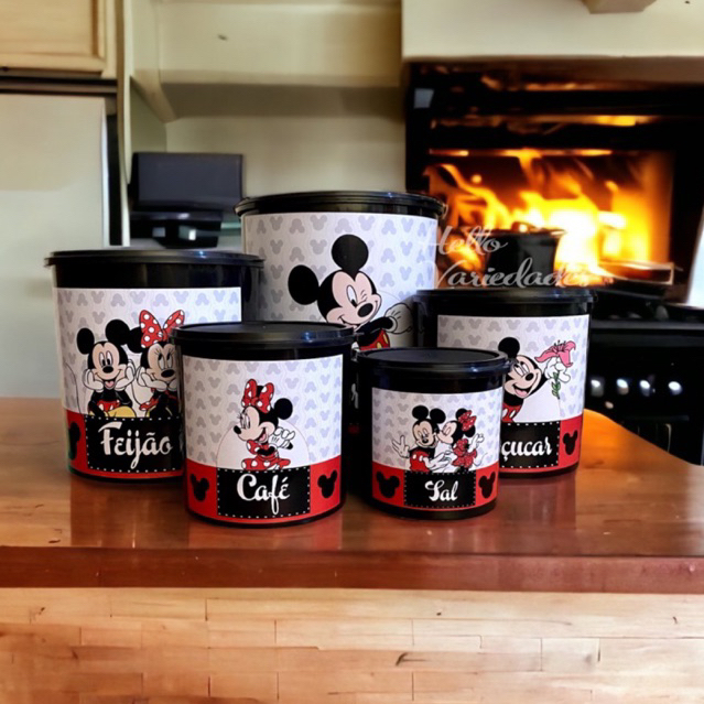 Jogo Kit Mantimento 5 peças decorado cozinha armazenamento alimentos