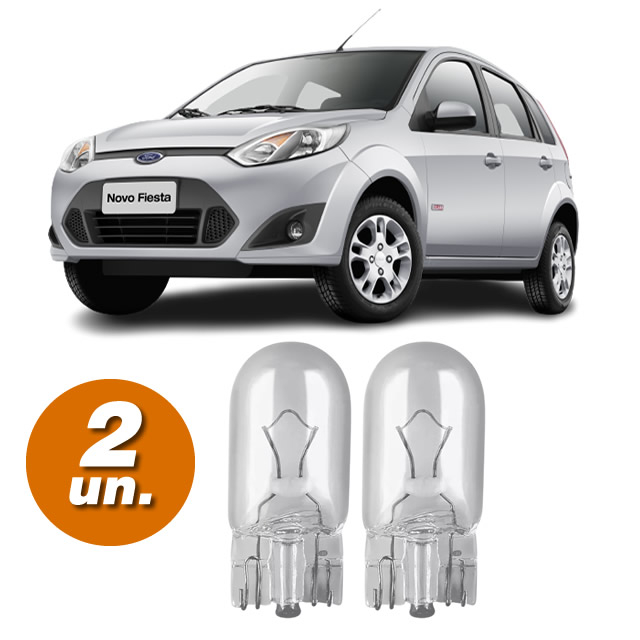 Par Lâmpadas Pingo Original Esmagada T10 12v W5w Fiesta Farolete Meia Luz Placa Teto