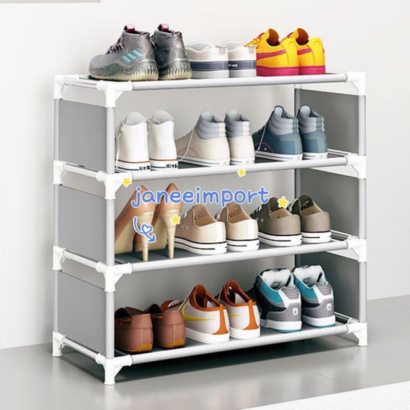 Sapateira de TNT 4 andares 8 pares Desmontavel Organizador Sapato Prateleira 55 x 44 x 24 cm multiuso （Se precisar escolher uma cor, observe a cor após fazer o pedido）