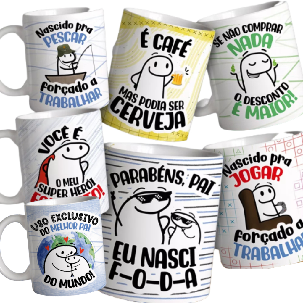 Caneca Flork Dia dos Pais 2.0 - Vários Modelos - Florks - Cerâmica - Frases Engraçadas