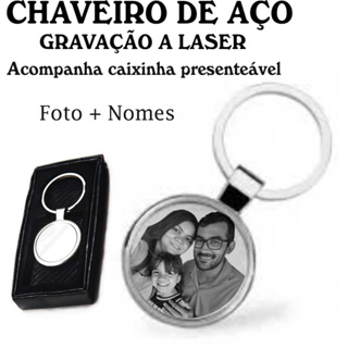 Chaveiro REDONDO de Inox Personalizado, Gravação a Laser Foto/Nome em Oferta na Shopee