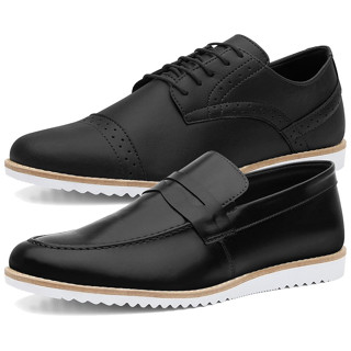 Sapato social masculino oxford kit 2 pares com e sem cadarço