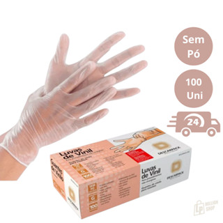 Luva Vinil Sem Pó Transparente Descartável