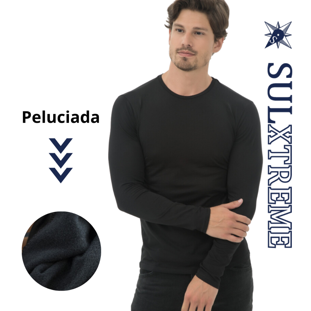 Blusa Camiseta Térmica Masculina Segunda Pele Peluciada FelpadaPara Inverno Frio Neve Sulxtreme em Oferta na Shopee