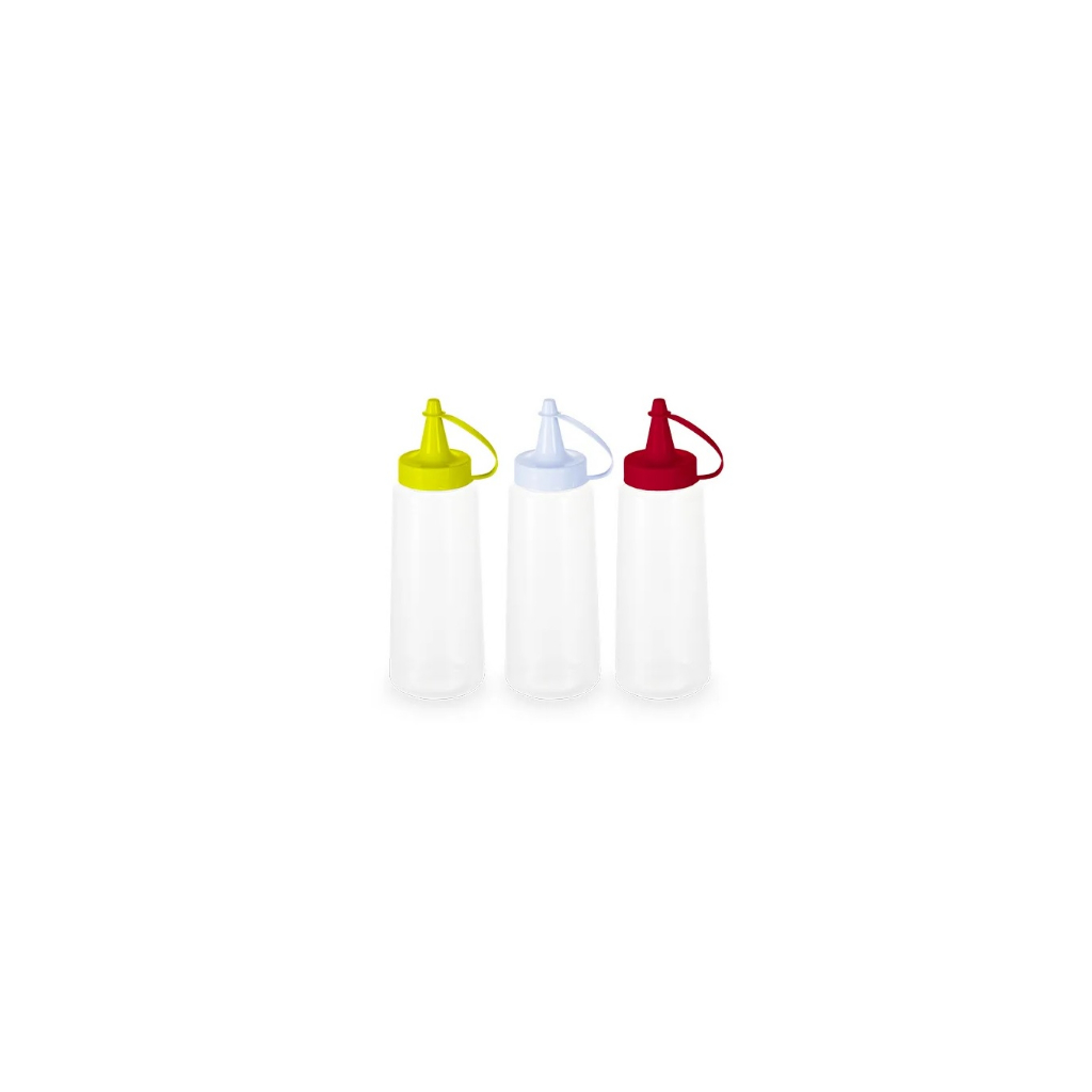 Kit 3 Bisnagas Plásticas Porta condimentos Maionese, Ketchup, Mostarda 250ml