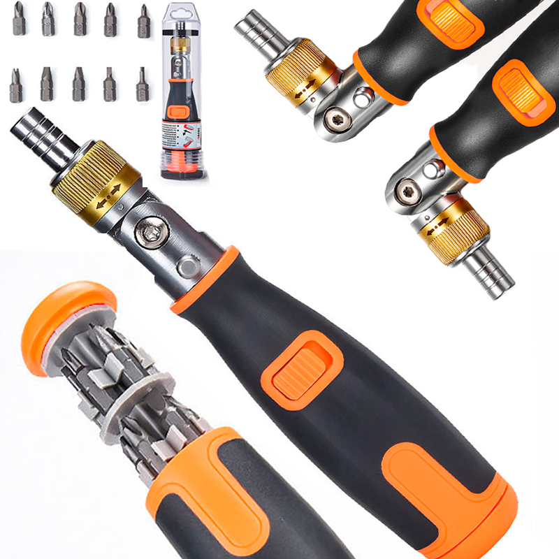 Kit Jogo Chave Catraca Dobravel 1/4 12 Pçs Bits Fenda Philips Torx Soquete