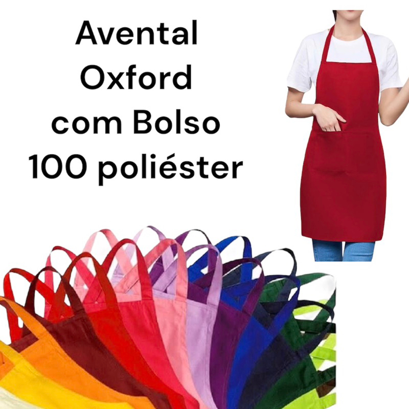 Avental Oxford Poliéster com 2 Bolso Cozinha Trabalho Doméstico Jaleco