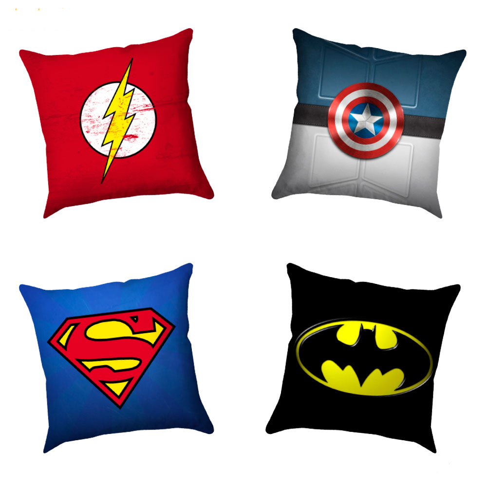 MARVEL Kit 4 Almofadas Decorativas Cheias 30x30 Símbolos Heróis HQ