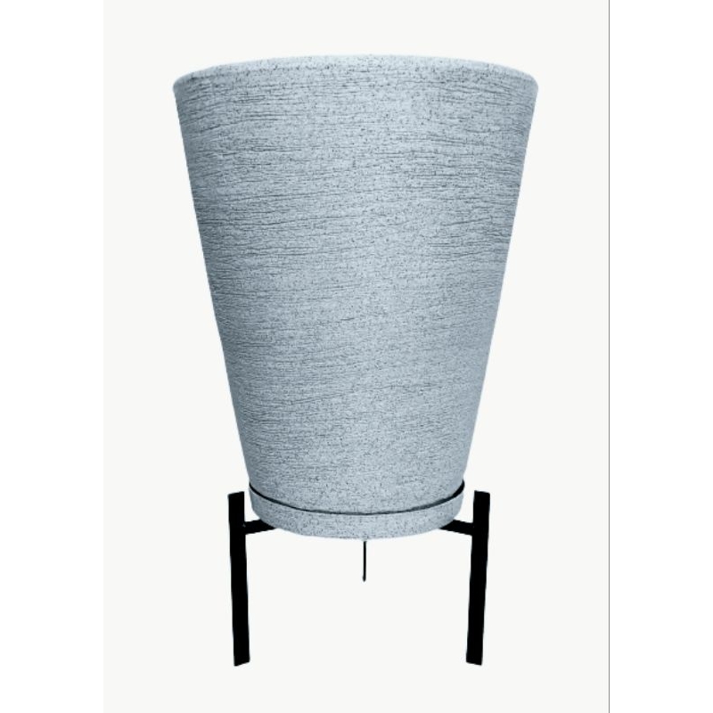 vaso para planta cone escovado p polietileno com prato e suporte 41x32cm em Oferta na Shopee