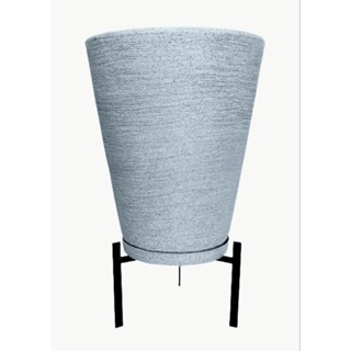 vaso para planta cone escovado p polietileno com prato e suporte 39x32cm