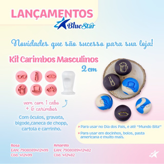 kit carimbos para doces Papai Masculino Dia dos Pais bluestar 2 cm em Oferta na Shopee