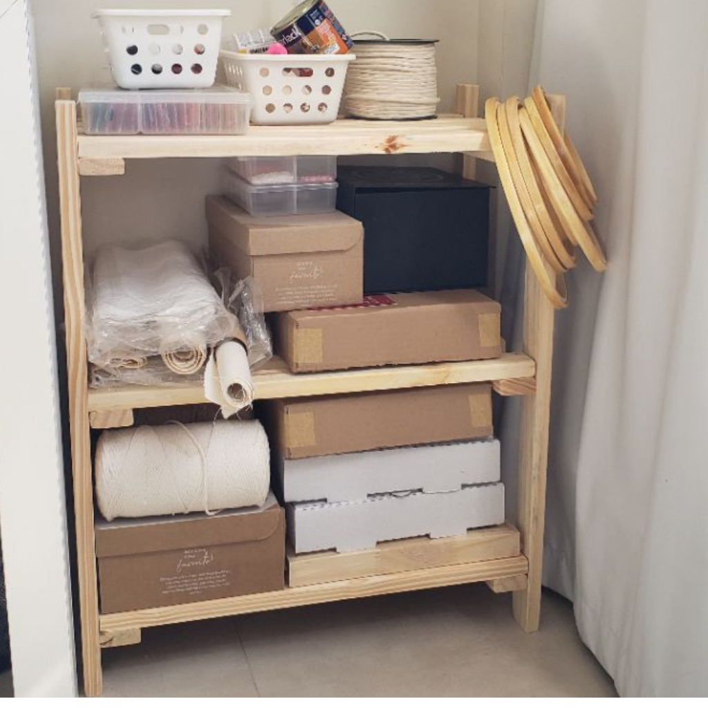 Estante Organizadora Rack 3 Prateleiras 65x50x30cm Madeira Móvel Estoque Cozinha Banheiro