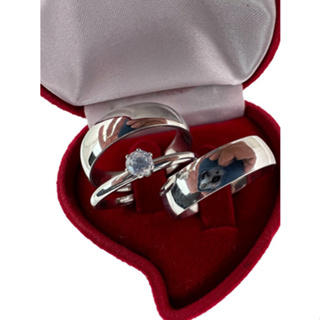 Par de Aliança Prata de Compromisso Grossa Polida 6mm + anel Solitário em Oferta na Shopee