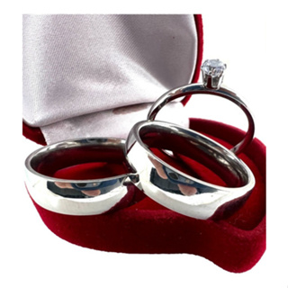 Par de aliança de Namoro Prata Grossa Espelhada Polida Lisa + Anel Solitário Zircônia em Oferta na Shopee