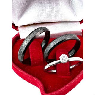 Par de Alianças Preta Black 4mm Chanfrada Jateada de Namoro e Compromisso + Solitário em Oferta na Shopee