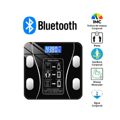 Balança USB RECARREGAVEL Digital Bioimpedância 180KG Display Lcd Bluetooth Aplicativo Fitness Treino em Oferta na Shopee